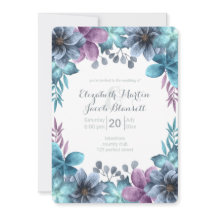 Dusty Blue Waterverf Floral Wedding