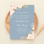 Dusty Blue Waterverf Floral Wedding Kaart