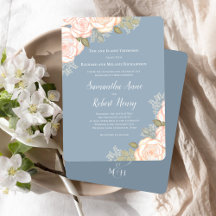 Dusty Blue Waterverf Floral Wedding