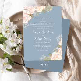 Dusty Blue Waterverf Floral Wedding Kaart