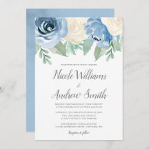 Dusty Blue Waterverf Floral Wedding