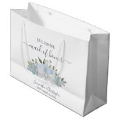 Dusty Blue Waterverf Floral Wedding Maid of Honor Groot Cadeauzakje (Voorkant Gekanteld)