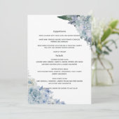 Dusty Blue Waterverf floral Wedding Menu (Staand voorkant)