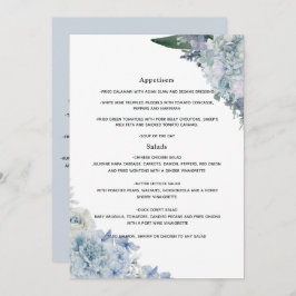 Dusty Blue Waterverf floral Wedding Menu