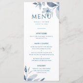 Dusty Blue Waterverf Floral Wedding Menu (Voorkant)
