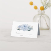 Dusty Blue Waterverf floral Wedding Plaatskaartje (Voorkant)