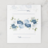 Dusty Blue Waterverf Floral Wedding Plaatskaartje (Buitenkant ongevouwen)