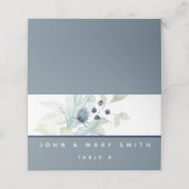 Dusty Blue Waterverf Floral Wedding Place Kards Plaatskaartje (Buitenkant ongevouwen)