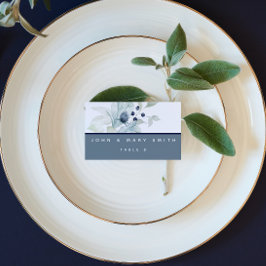 Dusty Blue Waterverf Floral Wedding Place Kards Plaatskaartje