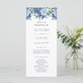 Dusty Blue Waterverf Floral Wedding Programmakaart (Staand voorkant)