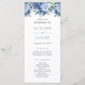 Dusty Blue Waterverf Floral Wedding Programmakaart (Voorkant)