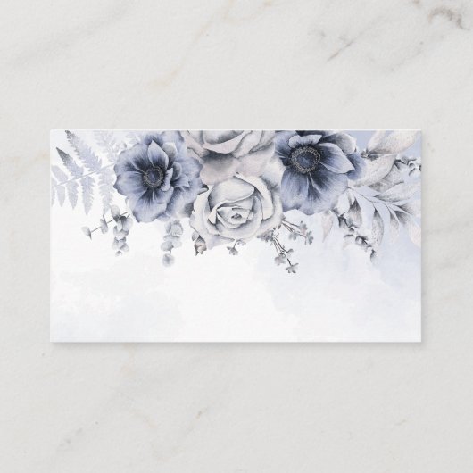 Dusty Blue Waterverf Floral Wedding Reception Informatiekaartje (Achterkant)