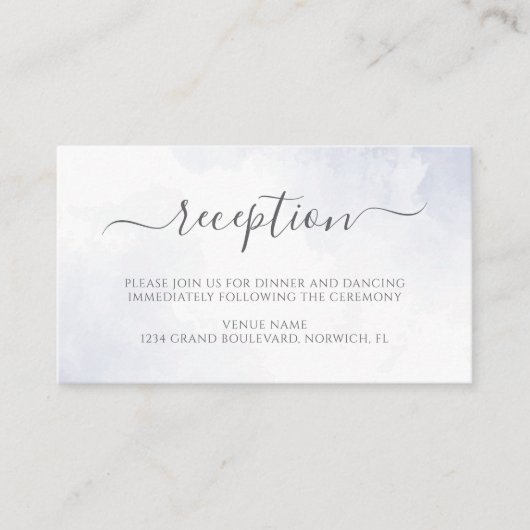 Dusty Blue Waterverf Floral Wedding Reception Informatiekaartje (Voorkant)