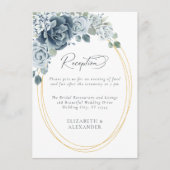 Dusty Blue Waterverf Floral Wedding Reception Informatiekaartje (Voorkant)