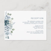 Dusty Blue Waterverf Floral Wedding Reception Informatiekaartje