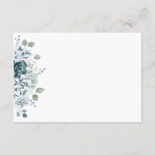 Dusty Blue Waterverf Floral Wedding Reception Informatiekaartje (Achterkant)