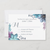 Dusty Blue Waterverf Floral Wedding RSVP (Voorkant)