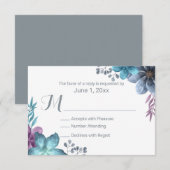 Dusty Blue Waterverf Floral Wedding RSVP (Voorkant / Achterkant)