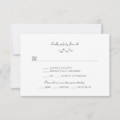 Dusty Blue Waterverf Floral Wedding RSVP Kaartje (Achterkant)