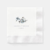 Dusty Blue Waterverf Floral Wedding Servet (Voorkant)