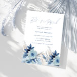 Dusty Blue Waterverf Florals Bat Mitzvah Kaart<br><div class="desc">Dusty Blue Waterverf Florals Bat Mitzvah Uitnodiging Zie passend collectie in Niche en Nest Store</div>