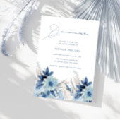 Dusty Blue Waterverf Florals Quinceañera Party Kaart