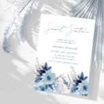 Dusty Blue Waterverf Florals Sweet 16 Birthday Kaart<br><div class="desc">Dusty Blue Waterverf Florals Sweet 16 Birthday Invitation Bekijk het collectie in Niche en Nest Store</div>