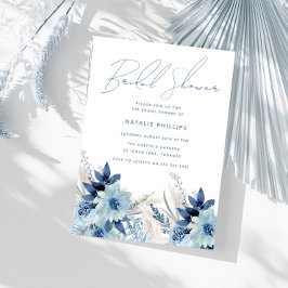 Dusty Blue Waterverf Florals Vrijgezellenfeest Kaart