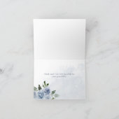  Dusty Blue Waterverf Flowers | Bat Mitzvah Bedankkaart (Binnen)