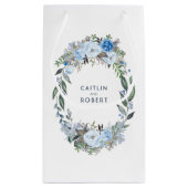 Dusty Blue Waterverf Flowers Bruiloft Klein Cadeauzakje (Achterkant)