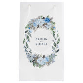 Dusty Blue Waterverf Flowers Bruiloft Klein Cadeauzakje (Voorkant)