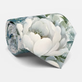 Dusty Blue Waterverf Flowers Bruiloft Stropdas (Opgerold)