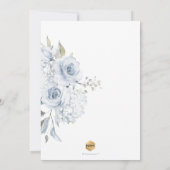 Dusty Blue Waterverf Flowers Doop Kaart (Achterkant)