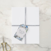 Dusty Blue Waterverf Flowers Elegant Cadeaulabel (Met Touw)