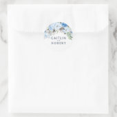 Dusty Blue Waterverf Flowers Elegant Ronde Sticker (Tas)