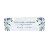  Dusty Blue Waterverf Flowers Etiket (Voorkant)