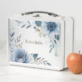 Dusty Blue Waterverf Flowers Silver Elegant (In situ)