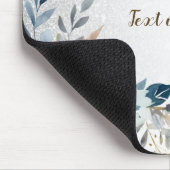 Dusty Blue Waterverf Flowers Silver Elegant Muismat (Hoek)