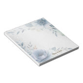 Dusty Blue Waterverf Flowers Silver Elegant Notitieblok (Schuin)