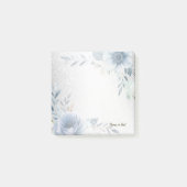 Dusty Blue Waterverf Flowers Silver Elegant Post-it® Notes (Voorkant)