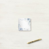 Dusty Blue Waterverf Flowers Silver Elegant Post-it® Notes (Op bureau)
