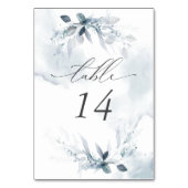 Dusty Blue Waterverf Foliage Table Number Kaart (Voorkant)