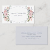 Dusty Blue | Waterverf Geometrische Floral Visitekaartje (Voorkant / Achterkant)