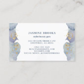 Dusty Blue Waterverf Gold accenten Visitekaartje (Achterkant)