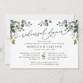 Dusty Blue Waterverf Greenery Rehearsal Dinner Kaart (Voorkant)