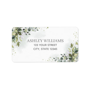 Dusty Blue Waterverf Greenery Return Address Etiket