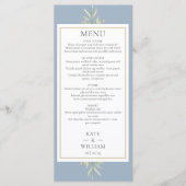 Dusty Blue Waterverf Groen Bruiloft Diner Menu (Voorkant)
