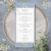 Dusty Blue Waterverf Groen Bruiloft Diner Menu
