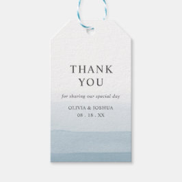 Dusty Blue Waterverf Hartelijk dank voor het huwel Cadeaulabel