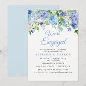 Dusty Blue Waterverf Hydrangea Engagement Party Kaart (Voorkant / Achterkant)